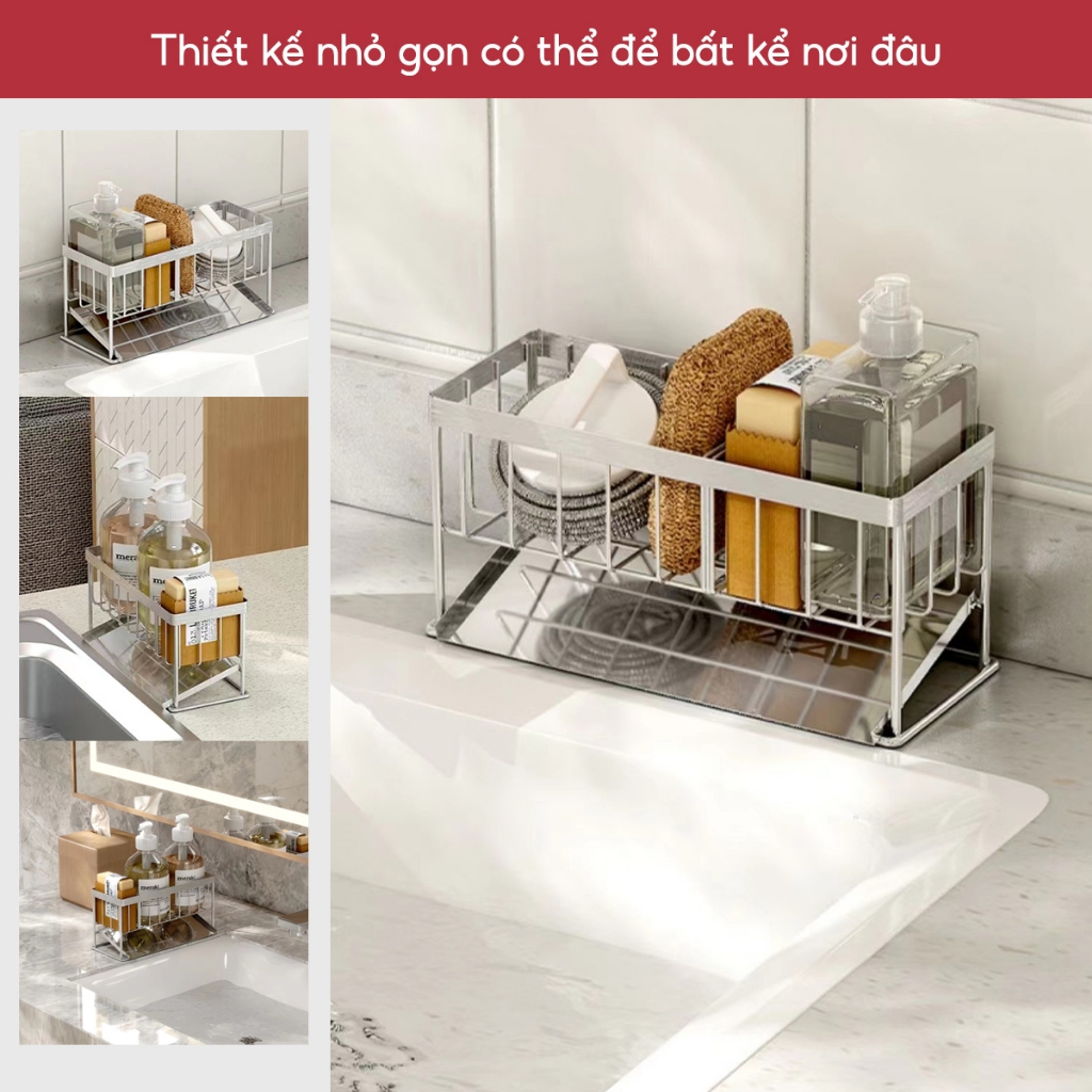 GIÁ ĐỂ ĐỒ RỬA CHÉN BÁT JYOOHOME INOX 304 CHỐNG RỈ KỆ ĐỰNG ĐỒ BỒN RỬA BÁT TIỆN LỢI KÈM KHAY HỨNG NƯỚC