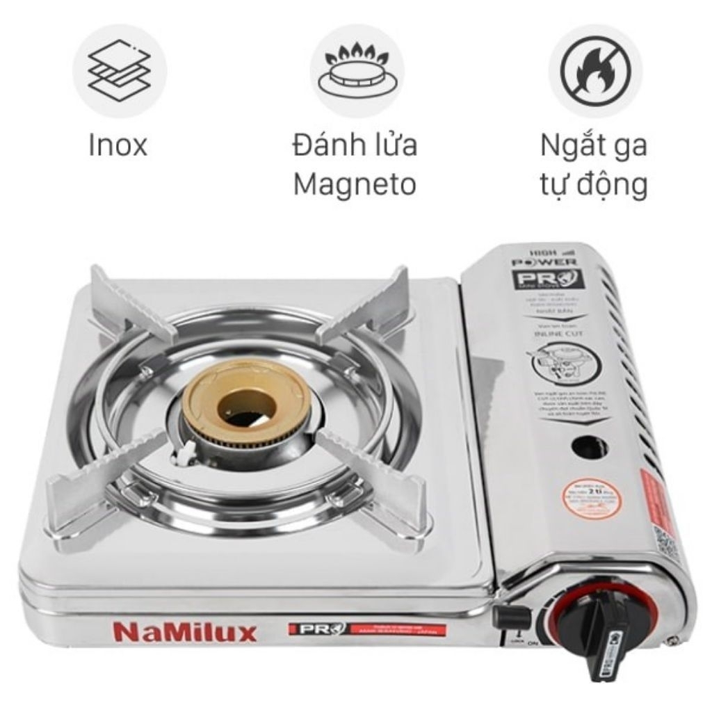 BẾP GAS MINI NAMILUX PL2021PF CHỐNG NỔ 2 CẤP ĐỘ, TỰ ĐỘNG NGẮT GA, ĐẠT TIÊU CHUẨN NHẬT BẢN