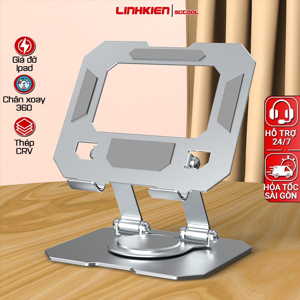 GIÁ ĐỠ IPAD, TABLET, MÁY TÍNH BẢNG CHẤT LIỆU THÉP CARBON , CHÂN XOAY 360 ĐỘ ĐIỀU CHỈNH CHIỀU CAO, GÓC NGHIÊNG TIỆN LỢI