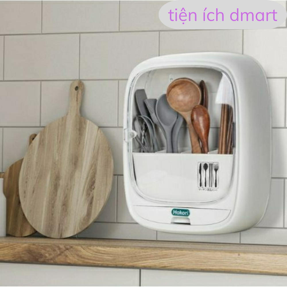 HỘP ĐỰNG ĐŨA DÁN TƯỜNG HOKORI CÓ NẮP ĐẬY KÍN CHÁNH BỤI BẨN, ỐNG ĐŨA DÁN TƯỜNG 6788